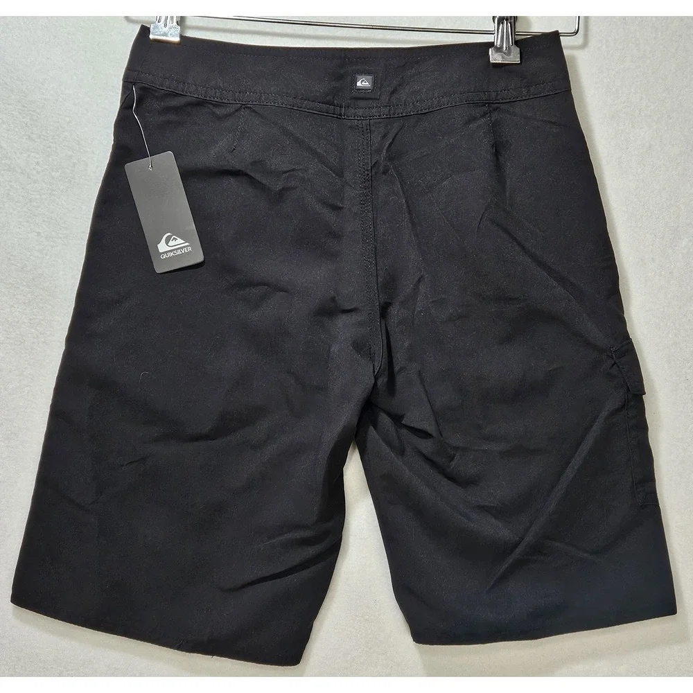Quicksilver Board Shorts Boy's Size 25-10, Black, Pocket, No Liner, c. 2015, NWT